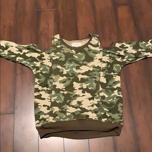Camouflage Cold Shoulder Sweatshirt